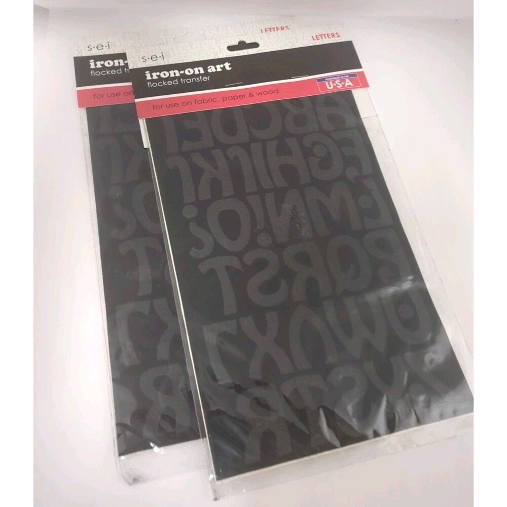New S.E.I. Flocked Iron-On Transfer 3-Inch Sports Letters Black 2 Pack (2B2) SEI